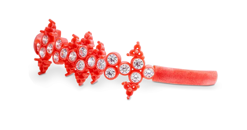 Braccialetto con pietre realizzato in VisiJet Wax Jewel Red (MJP) 