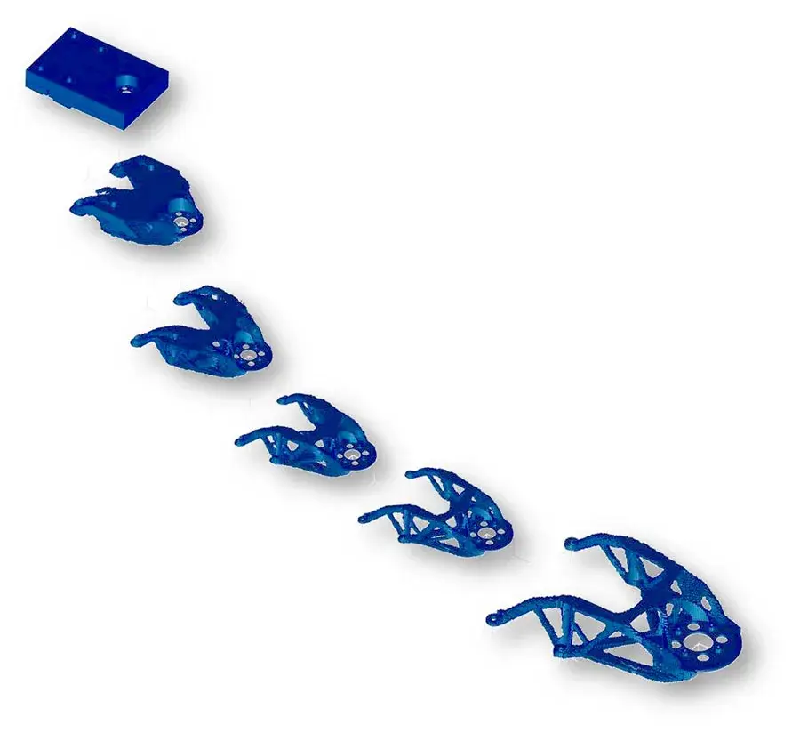 Processo di ottimizzazione topologica di una staffa in metallo per satellite