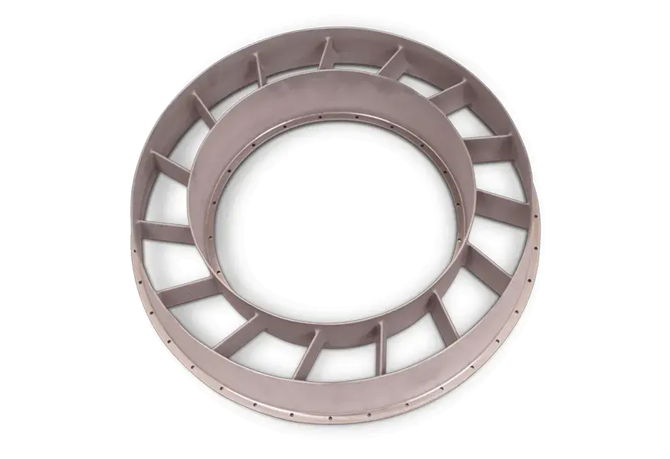 "Paletta posteriore di mini turbina prodotta in un unico pezzo con la stampante DMP Factory 500 in materiale LaserForm®Ni718 (A). "