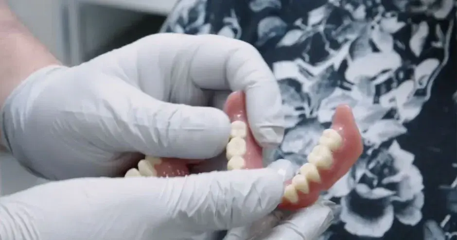 Dentista che prepara nuove protesi per un cliente