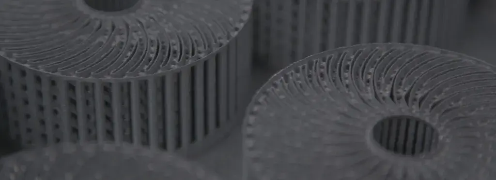 3D printed metal parts on an assembly line