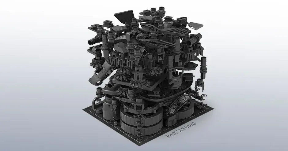 Una pletora di parti stampate in 3D su un vassoio