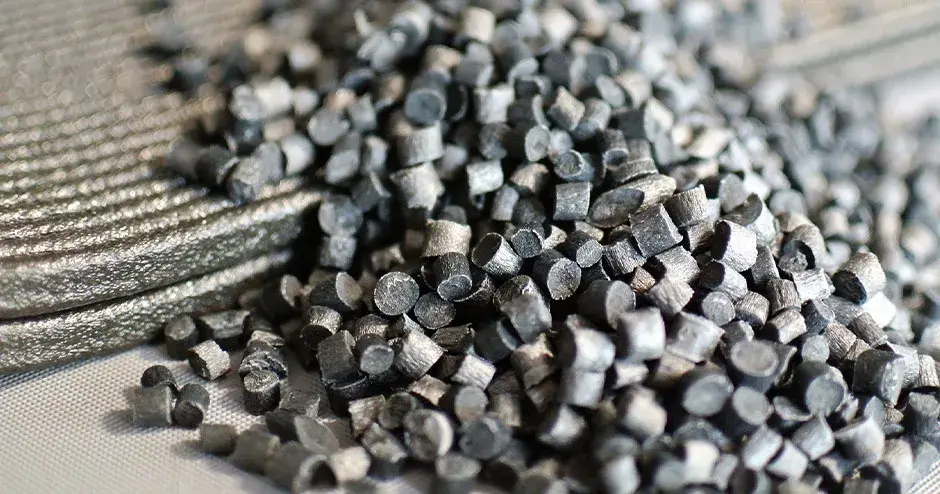 Pellet ibridi color grigio naturale su sfondo neutro