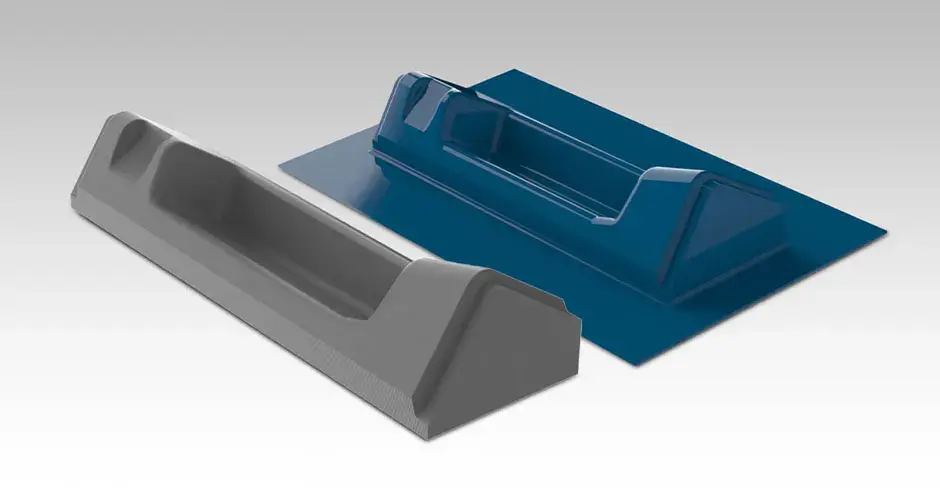 Una parte interna del treno prodotta utilizzando uno stampo stampato in 3D e un processo sottovuoto convenzionale.