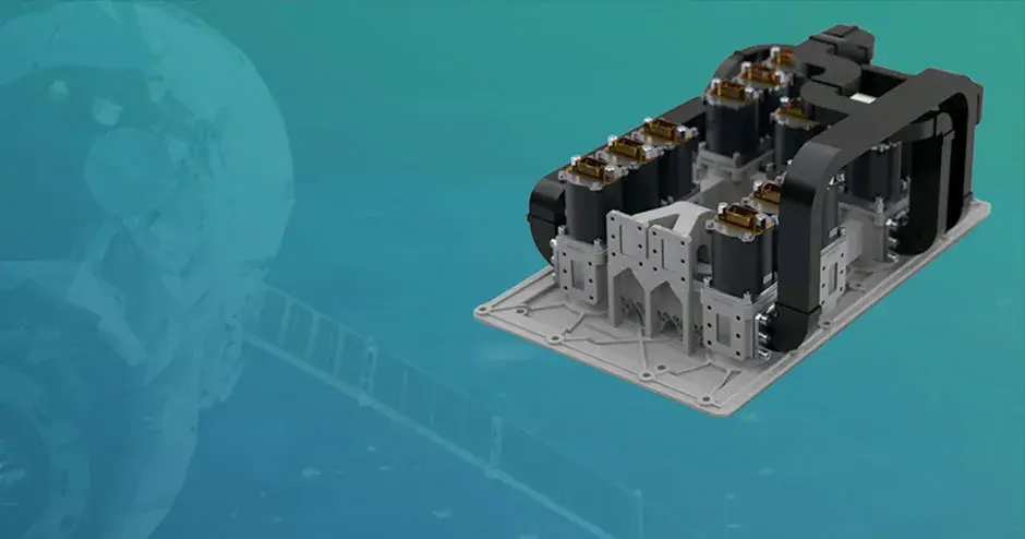 Parte per satellite con sfondo blu e verde acqua