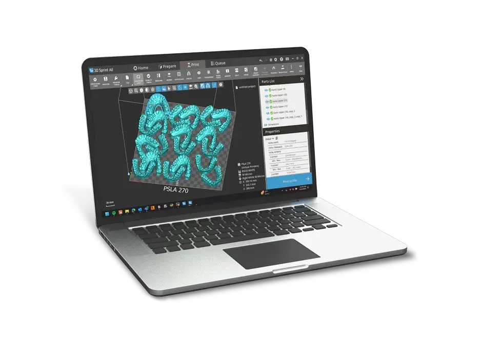 un computer portatile che mostra il software 3D Sprint