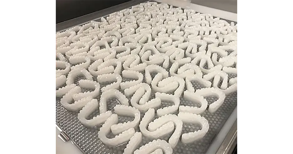 Un vassoio di stampi odontoiatrici stampati in 3D